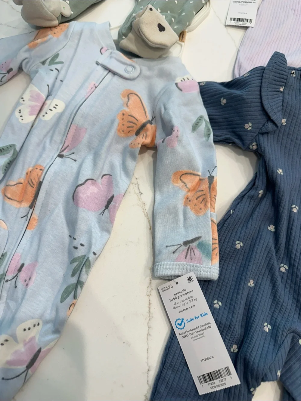 NEW- Adorable One-Piece Sleep and Play Set - Blue, Light Blue, Green, Lavender-